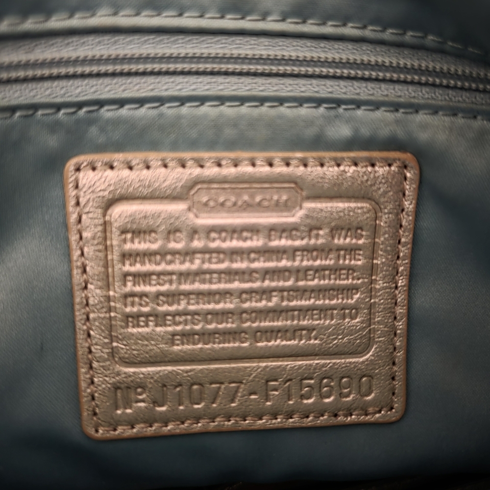 Coach Signature Mushroom / Metallic Gold Satchel w/ Detachable Shoulder Strap - Picture 4 of 4